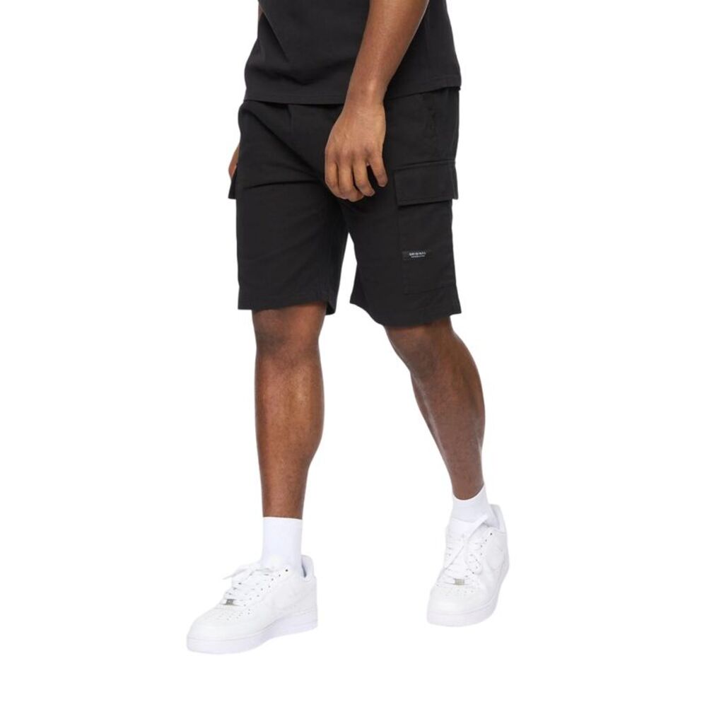 Crosshatch Mens Utilate Elasticated Waist Cargo Shorts / Black